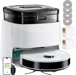 Lefant Robot Vacuum and Mop, 12000Pa Suction, 90-Day Self-Emptying, Obstacle Avoidance, Auto Mop Washing&Drying, All-in-One for Pet Hair Carpet, 5G WiFi Alexa/APP/iWatch Control, M3