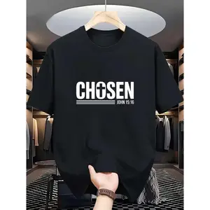 Men's T-Shirt with CHOSEN John 15:16 Verse Print - Short Sleeve Round Neck Casual Shirt, Regular Fit Suitable for Casual Attire, Church Events & Religious Gifts, Machine Washable Year-Round