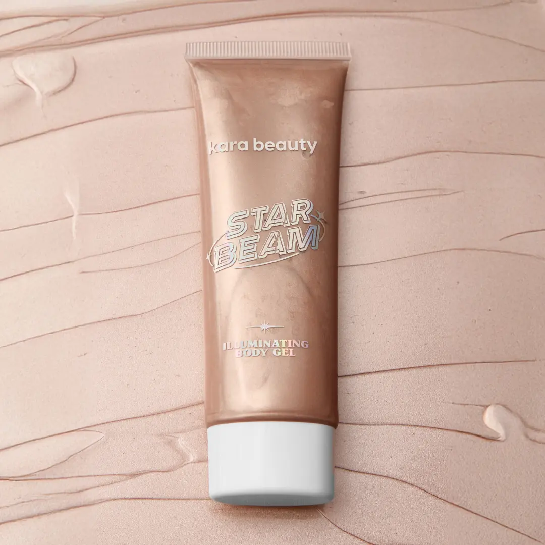 Kara Beauty Starbeam Illuminating Body Gel | Argan Oil Golden Shimmer Highlighter | Lightweight Non-Sticky Glow Moisturizer | Vegan Cruelty-Free | Moonbeam Cosmic Shine Lunar Mist