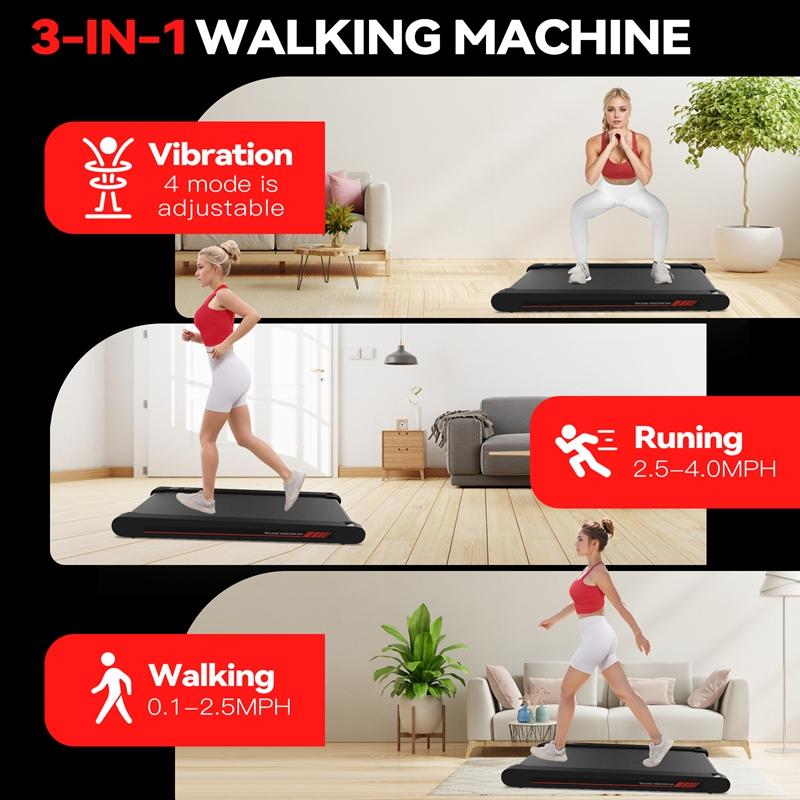 Walking Vibration Pad,Vibrating Plate, Remote Control & APP, Lightweight Under Desk Treadmills For Home & Office,Servo Motor Technology, 3 in 1 Portable Walking Pad Treadmill, 350 Lbs Capacity,4 Fat-Burning Modes, 3.8 Mph, 22 Lbs