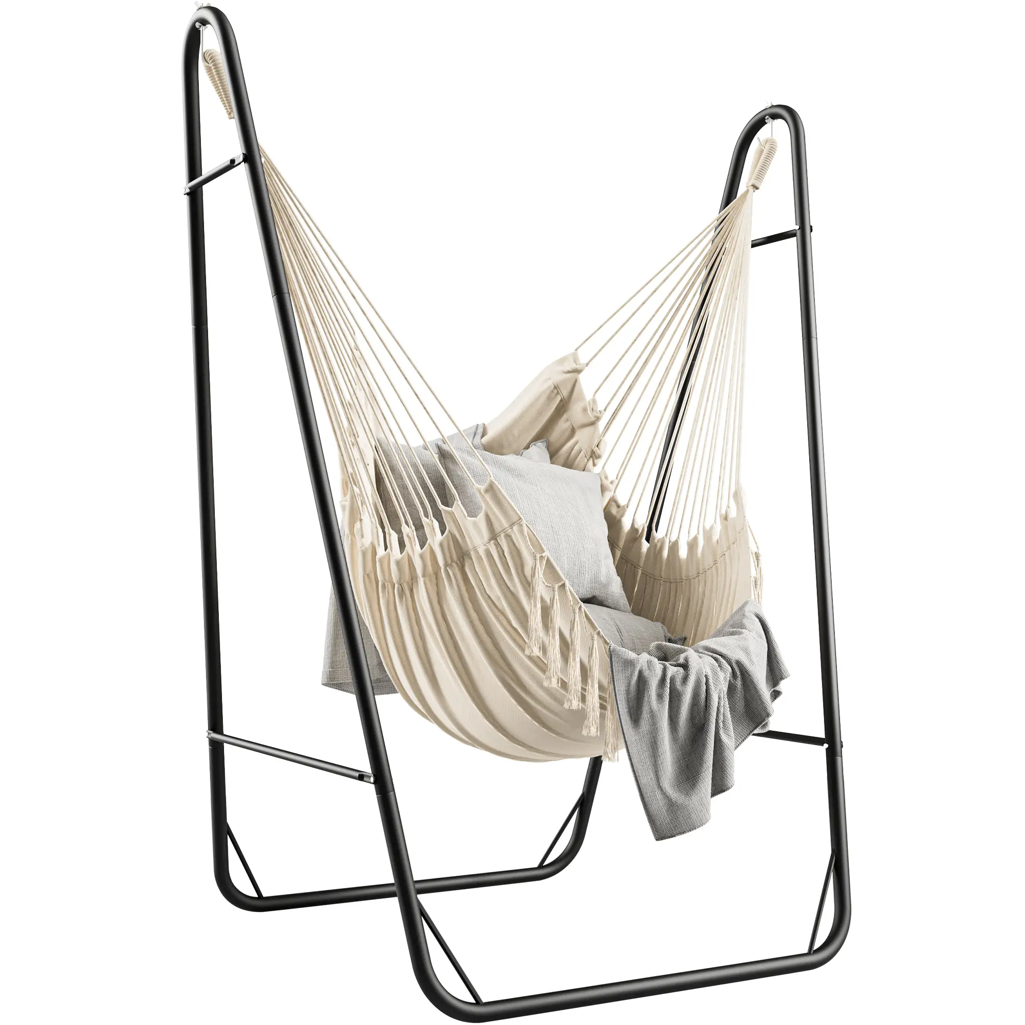 YITAHOME Hammock with Stand, Max. load 150 kg, Hammock Stand with Hanging Swing, 132x90x160 cm, Sturdy Steel Frame, Swing Chair with 2 Hooks and 1 Sid