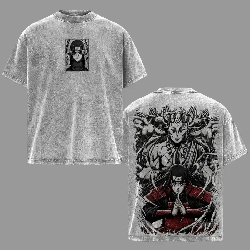 Men's Short-Sleeve NRT Anime Hashirama Senju First Hokage Graphic T-Shirt, Menswear Top, Vintage Acid Wash Oversized Streetwear Gift Crewneck Tshirt