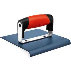 Concrete Tools, Concrete Edger, 6" x 6" Blue Steel Edger (1/2"R, 5/8"D), Durable High Carbon Steel Concrete Finishing Tools - Masonry Hand Tool with Soft Grip, Sturdy Steel Mounting