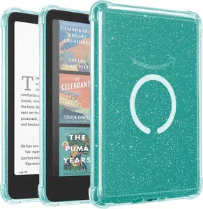 Clear Case for 7" Kindle Paperwhite 12th Gen 2024 and Kindle Colorsoft - with AirBag Compatible with  MagSafe, for /Belkin/   Pads, Glitter White