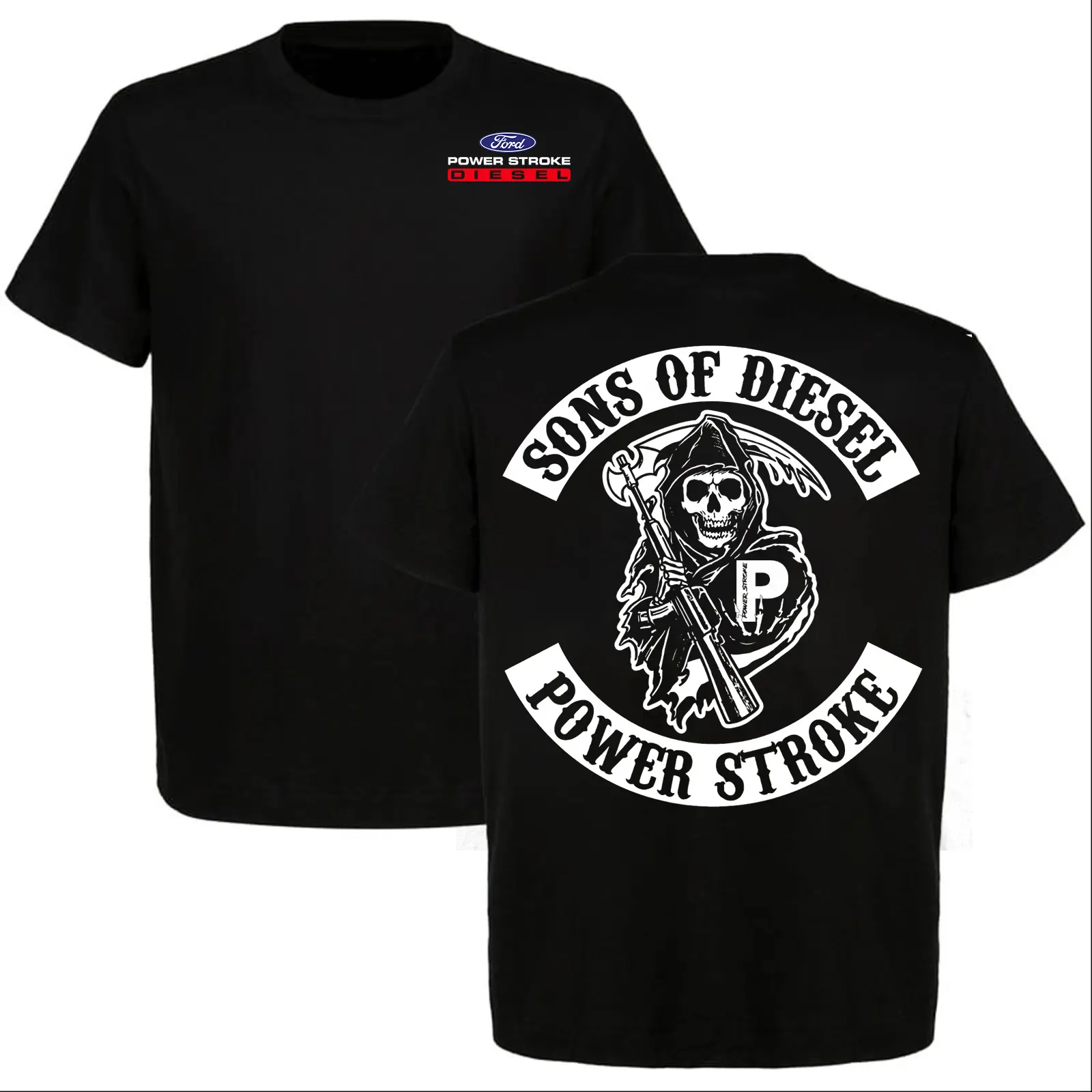 Ford Power Stroke Diesel T-Shirt, Sons of Diesel Skull Tee for Truck & Car Enthusiast, Unisex Casual Shortsleeve Crewneck  Cotton, Made in USATshirt,EverydayStyle, TrendyOutfit