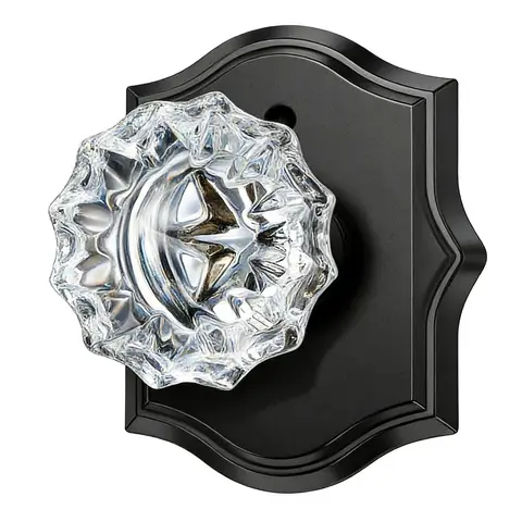 Vintage Crystal Glass Door Knob | Privacy Lock for Bedroom Bathroom Interior