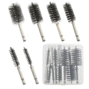 MAXAMN Wire Brush for Drill 6 count, Bore Brush Set 6 Size, Drill Brush, Wire Brushes for Cleaning, Drill Brush Attachments with 1/4" Hex Shank and Twisted Stainless Steel Bristles for Power Drill