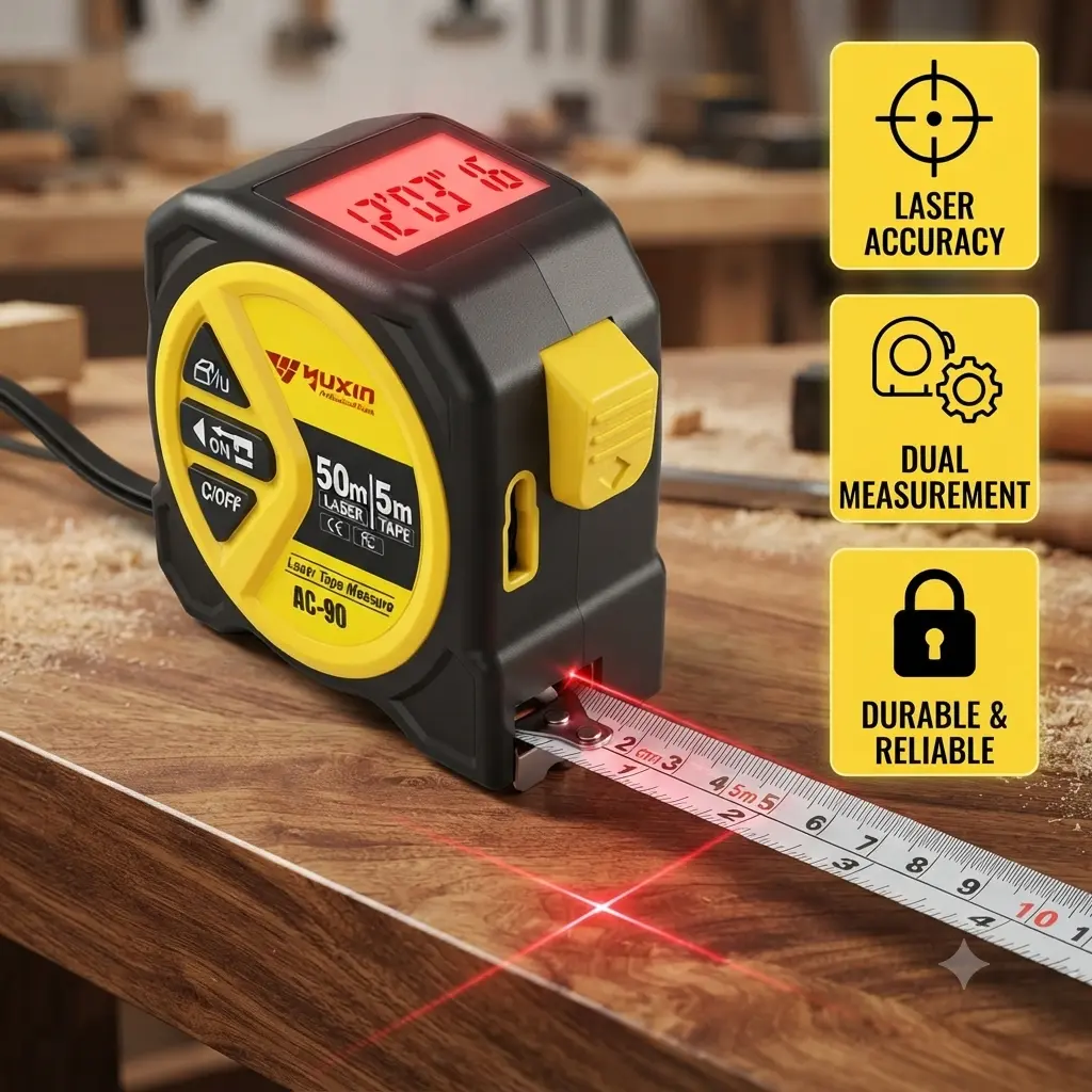 3-in-1 Digital Laser Tape Measure Tool, 131FT Laser Distance Measurer, 16FT Self-Locking Steel Tape, High-Precision LCD Display for Home Improvement & Construction DIY Projects