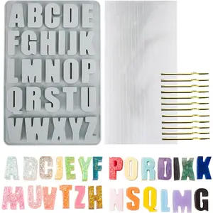 26 Large Letters  Mold Alphabet Crayon Mold  Mold Biscuit  Tray with 12 Sets of Present Packages for DIY Name Letter for Students Graduation Party