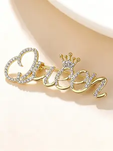 New Elegant Queen Letter Brooch, Versatile Crown Pin, Anti-Discreet Clip, Simple Design, Perfect Holiday Gift, High-Quality Accessory, Alloy Brooch Pin