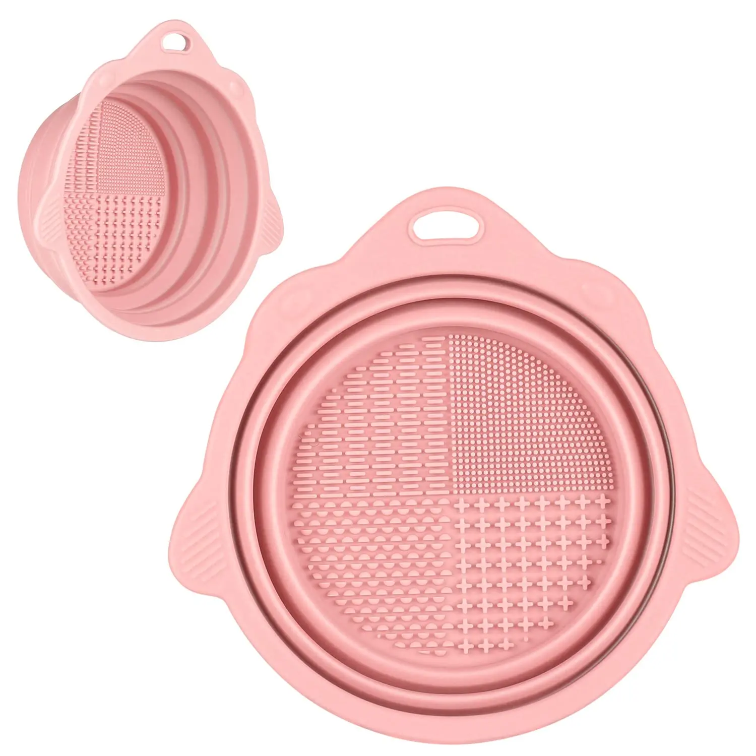 Foldable Silicone Makeup Brush Cleaner Bowl - Portable Cleaning Tool for Brushes, Powder Puffs, and Sponges (Pink) Daily Cosmetic
