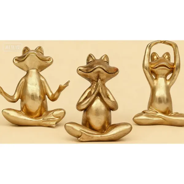 Resin Zen Meditation Frog Sculptures, Set of 3 Mini Figurines, No-Glue Reusable Yoga-Themed Statues for Home Office Desk & Modern Shelf Decor, Gift for Women, Ornaments