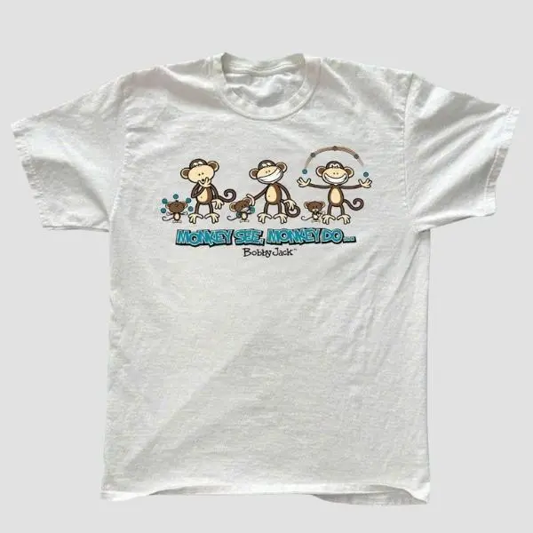Bobby Jack Monkey Graphic Tee, Retro 2000s Fashion, Vintage Y2K Streetwear