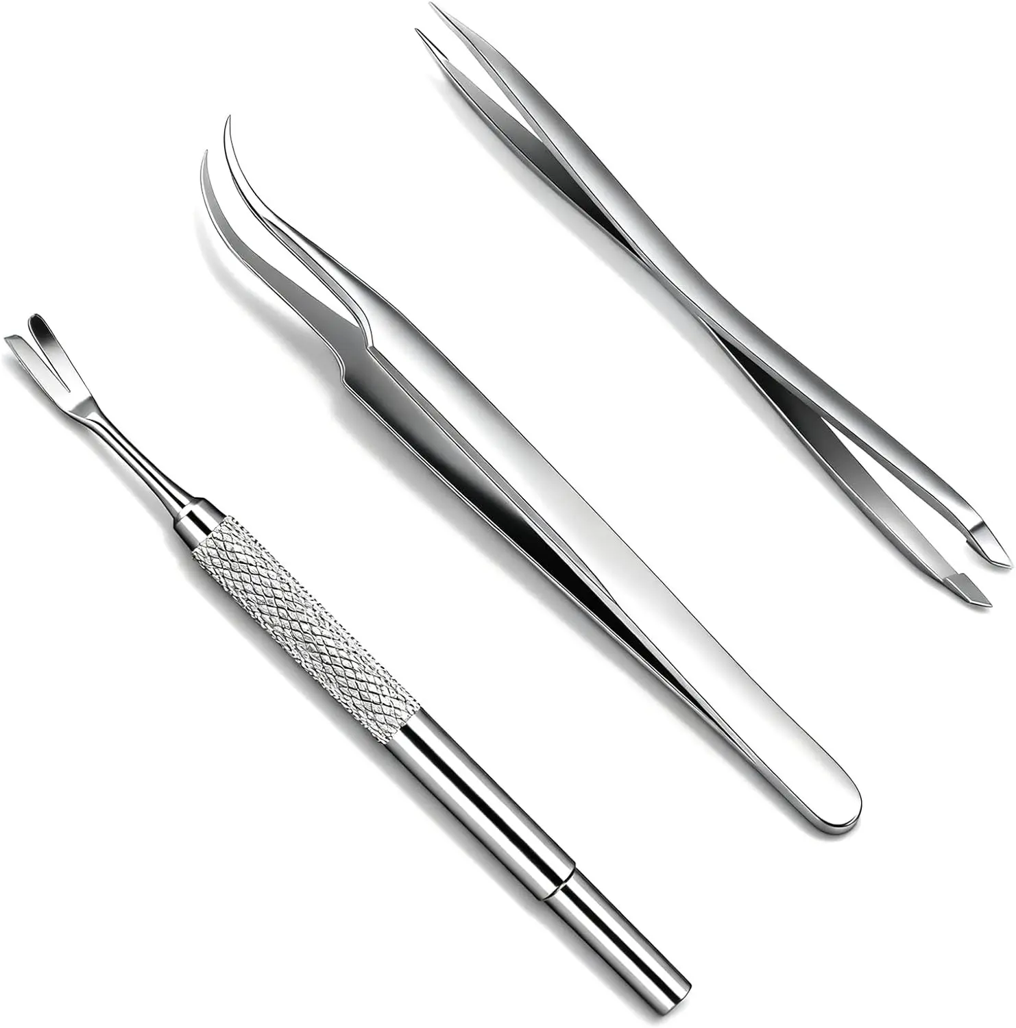 Tick Remover Tool Set - Stainless Steel Tick Remover Kit for Cats Dogs and Humans (Pack of 3)
