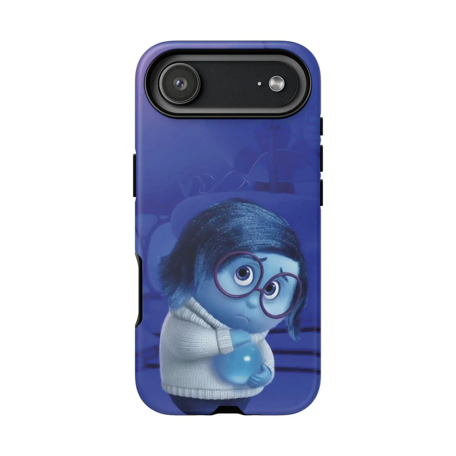 Inside Out Sadness Phone Case for iPhone | Cute Blue Character Tough Protective Case, anime carton