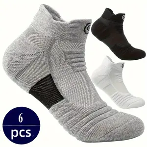 6 pieces/3 pairs of men's towel-soled sports socks