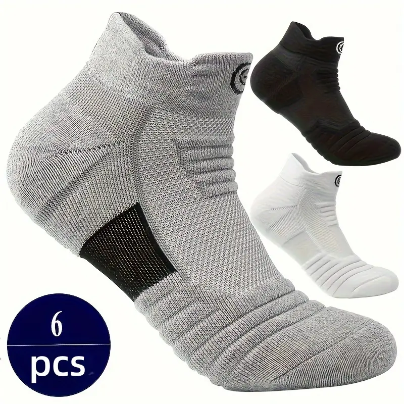 Men's Athletic Crew Socks Set - 3-Pack Synthetic All-Seasons Sports Socks with Cushioned Towel Sole, Sweat Management for Male Adults