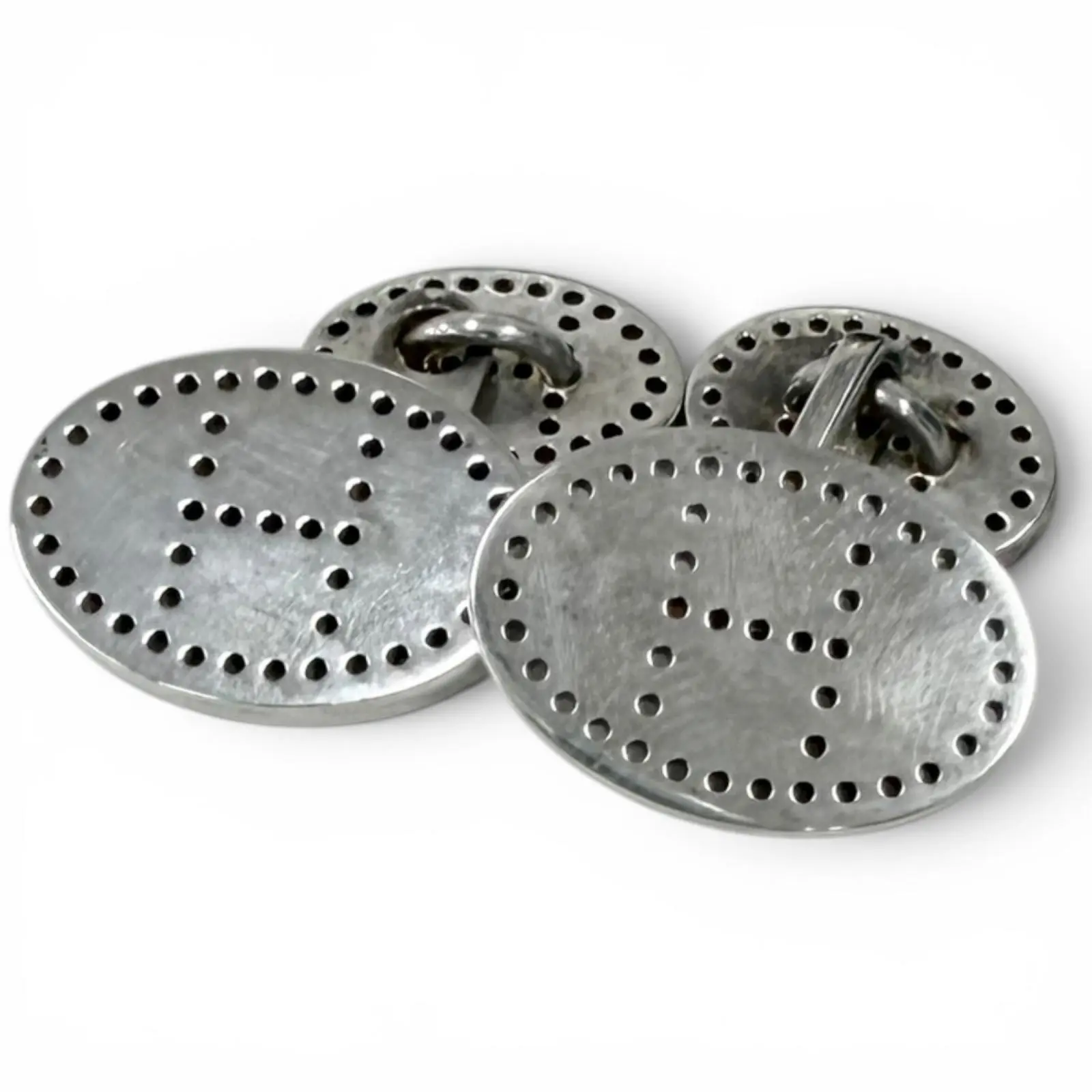 Pre-owned HERMÈS Sterling Silver 925 (Ag925) Small Leather Goods Hermes Eclipse SV925 Cufflinks