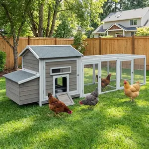 122" Large Wooden Chicken Coop with Run - Outdoor Hen House for 4-6 Chickens, Poultry Habitat Supplies with Chicken Nesting Box, Covered Chicken Enclosure & Big Chicken Coop Kits