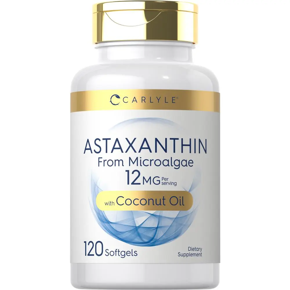 Carlyle Astaxanthin 12mg | 120 Softgels | Supplement from Microalgae | with Coconut Oil | Non-GMO & Gluten Free