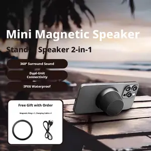 Magnetic Phone Mount Bluetooth Enabled Portable Speaker - Fabric Wrapped, Waterproof, Super Bass, Battery-Powered Rechargeable USB Rechargeable Mini Outdoor Speaker, Portable Speakers, Battery-Powered Portable Speakers
