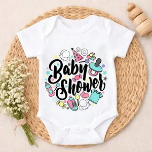 Baby Bodysuit Baby Shower Print 100% Pure Cotton Tag-Free Snap Closure Breathable Stretchy Cute Print Perfect For Gifting & Everyday
