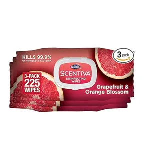CLOROX Scentiva Disinfecting Wipes, Grapefruit and Orange Blossom, 75 Ct., Pack of 3 (Pack May vary)