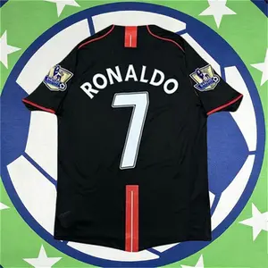 2007 2008 Away Retro Black No.7 Ronaldo Short Sleeved Soccer Jersey