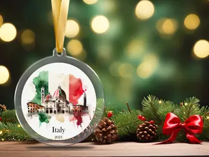 Personalized Italy Ornament, Rome, Italy Christmas Ornament,  Italian Ornament, Travel Souvenir, Vacation ornament Italia,