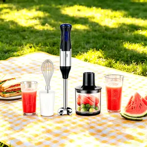 1pc 4-in-1 Handheld Immersion Blender, High Speed Multifunctional Stick Mixer, Baby Food Maker with Chopper Mincer Egg Beater, Perfect for Kitchen Smoothies Purees and Daily Homemade Meals