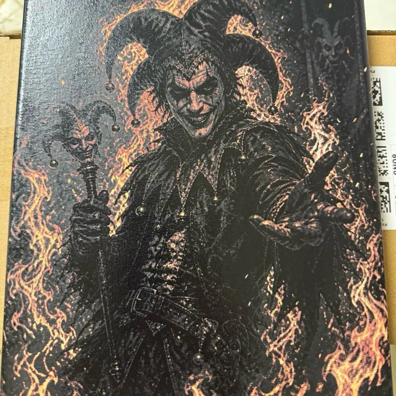 Inferno Jester – Handcrafted Glow-in-the-Dark 8x10 Gothic Canvas Art