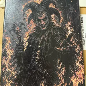 Inferno Jester – Handcrafted Glow-in-the-Dark 8x10 Gothic Canvas Art
