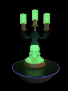 Gothic Skull LED Candle Holder – Three-Stem Candelabra – Fantasy Candle Display Decor Lightweight