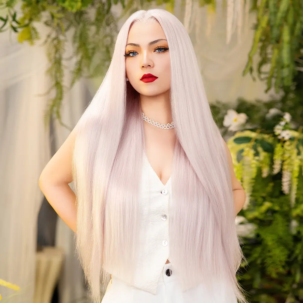 FF WIG Braid Raw Human Hair Glueless Wig Silver White 26 Inches 7*5 Pre-Cut HD Lace 250% Density Wear Go Colored Wig with Special Drawstring