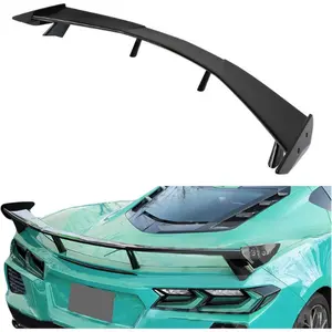 HECASA Rear Trunk Spoiler Compatible with 2020 2021 2022 2023 2024 Corvette C8 Models Rear High Wing Spoiler, Glossy Black