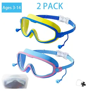 Kids pool accessories,2-Pcs Swim Goggles,Wide View，UV Protection，Anti-fog，Comfortable Fit,Suitable for age 3-15 boys ＆girl No Leaking deals for you days,Easy to Wear, Water Goggles