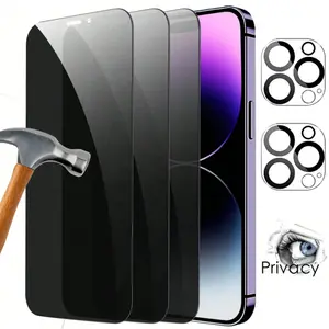 [2 Tempered + 2 Lens ]iPhone 16/15/14/13/12/11 Pro Max Privacy Screen Protector Set 2 Tempered Glass 2 Lens Anti-Peeping 9H Hardness Scratch-Resistant Case-Friendly 28° Protection
