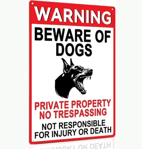Beware of Evil Dog Fence Signs 8x12 inch Metal Warning Sign for Courtyards & Private Spaces Clear Message Easy Install No Tools Required