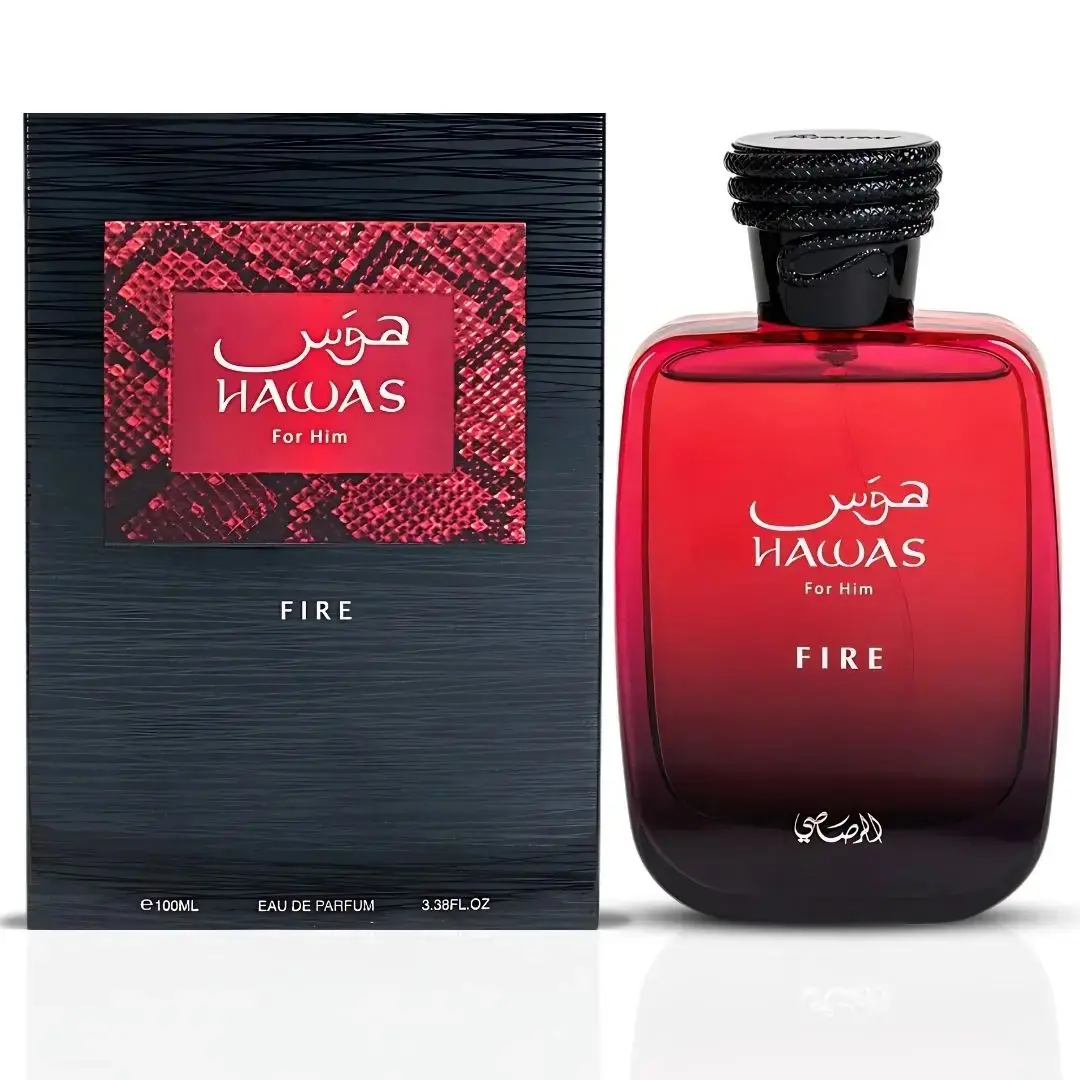 Rasasi Hawas Fire for Him Eau de Parfum, Aquatic Men's Fragrance, 3.4 fl oz / 100 mL Spray