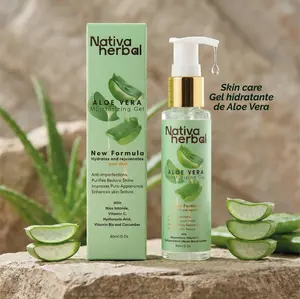 Nativa Herbal Aloe Vera Gel Hyaluronic Acid Hydrating Sensitive Skin Moisturizer with Niacinamide Vitamin C & Cucumber 60ml Aloevera