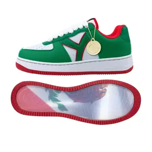 Team Mexico Sneakers - Red, White, & Green Streetwear Fashion Shoes with Mexican Flag Sole Low Top