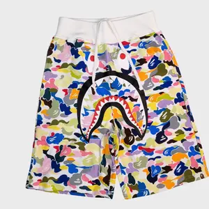 A Bathing Ape [BAPE] Multi Camo Shark Sweat Shorts - White