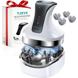 Electric Head Massager, Handheld Portable Head Scratcher Massager, Soft Silicone Heads with 108 Kneading Nodes, 4 Modes, Gift for Men Women