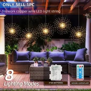 Dandelion shaped Lights String, hanging type, 8 lighting modes, waterproof battery box, remote control, DIY available, Indoor String Lights, holiday decor, Holiday Lighting, Suitable for: birthdays, parties, weddings,Indoor and outdoor, courtyards
