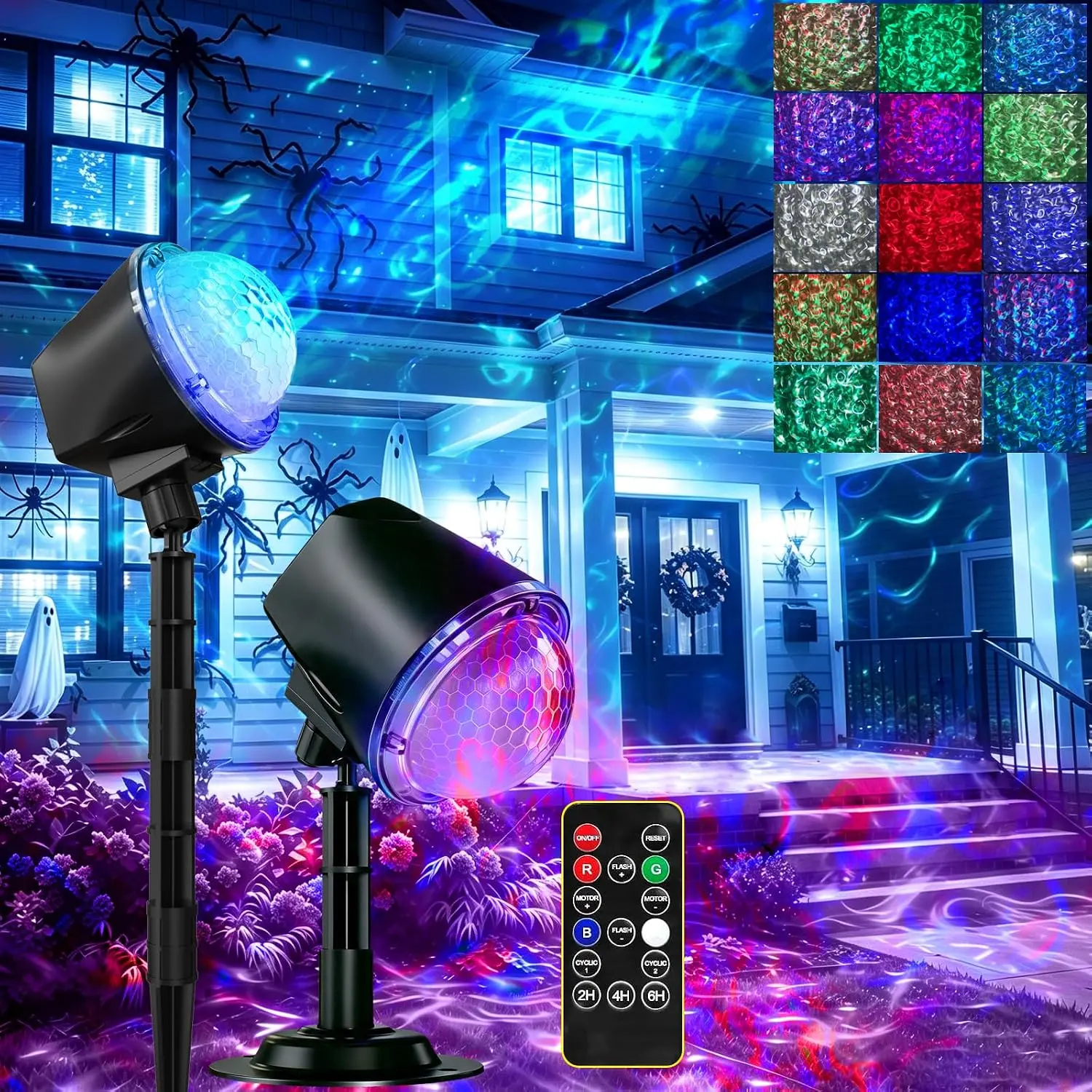 Christmas Ocean Wave Projector Light Outdoor Halloween Water Effect Lamp 15 Colors Waterproof Indoor for Yard Bedroom Ceiling Decor sunset lamp sunset lamp