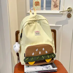 2026 New Burger Backpack Cartoon Cute Large Capacity Small and Medium School Bag