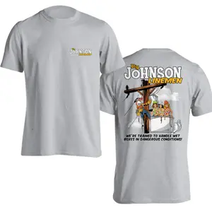 Big Johnson Linemen T-Shirt, We’re Trained to Handle Wet Boxes Funny Electrician Tee, Humorous Utility Worker Style Shirt for Men, Comical Construction Outfit, 2 Sides