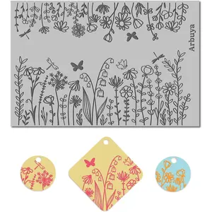 Polymer Clay Wildflowers Dandelion Texture Sheets for Earrings Jewelry Making, Clay Flowers Texture Mats for Polymer Clay Projects Floral Stamps for Clay Earrings Tools
