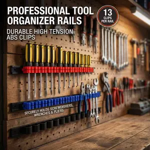 4-Piece & 6-Piece Screwdriver Wrench Storage Rack, Plastic Rail Tool Holder with Clips, Durable Hole Board Organizer