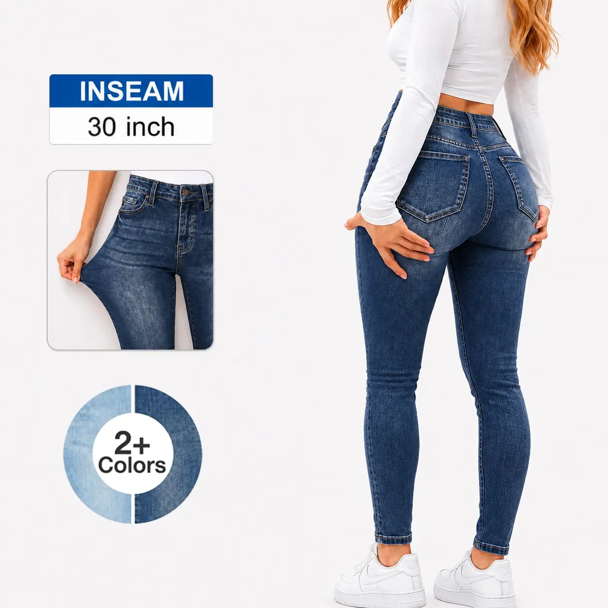 BBL Mid Rise Skinny Jeans for Women High Stretch Shaping Denim Tummy Control Butt Lift Daily Wear